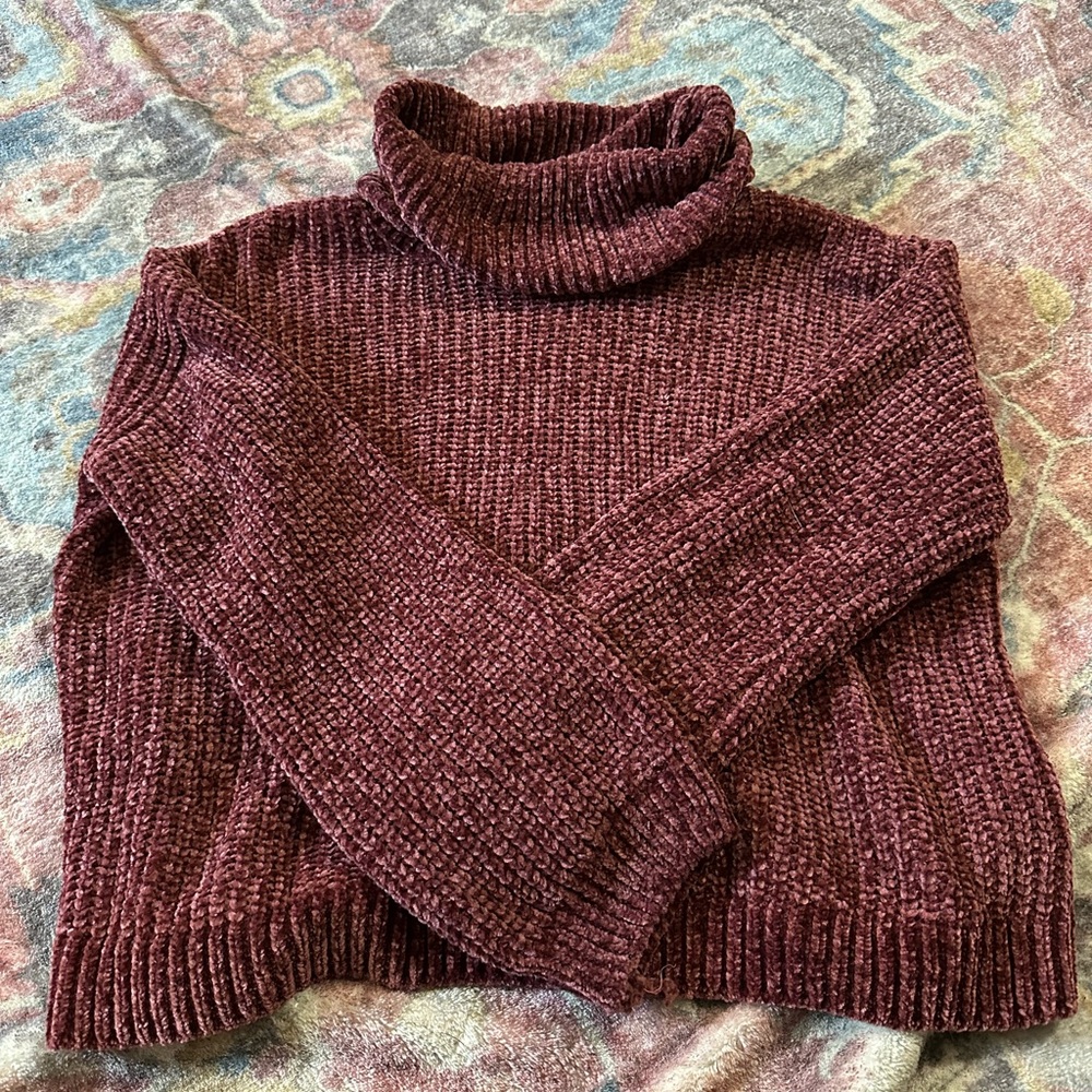 Chenille Women’s Turtleneck Sweater, Cropped